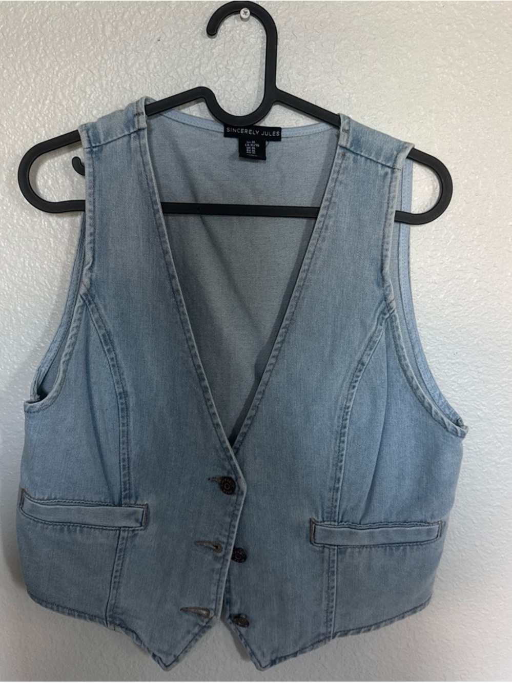 Sincerly Jules Light Wash Denim Vest